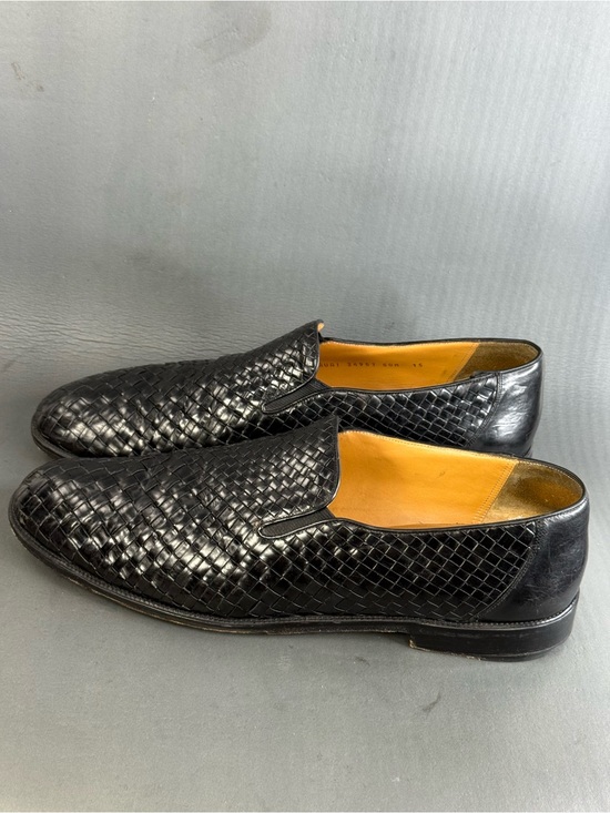 Mezlan black leather woven loafer Slip On shoes men’s size 15